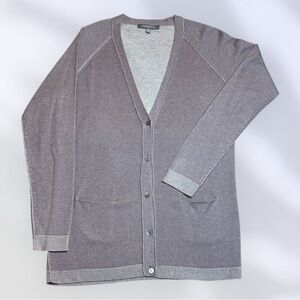 Neiman Marcus Silk Cashmere Wool Purple Grey Cardigan Sweater sz L